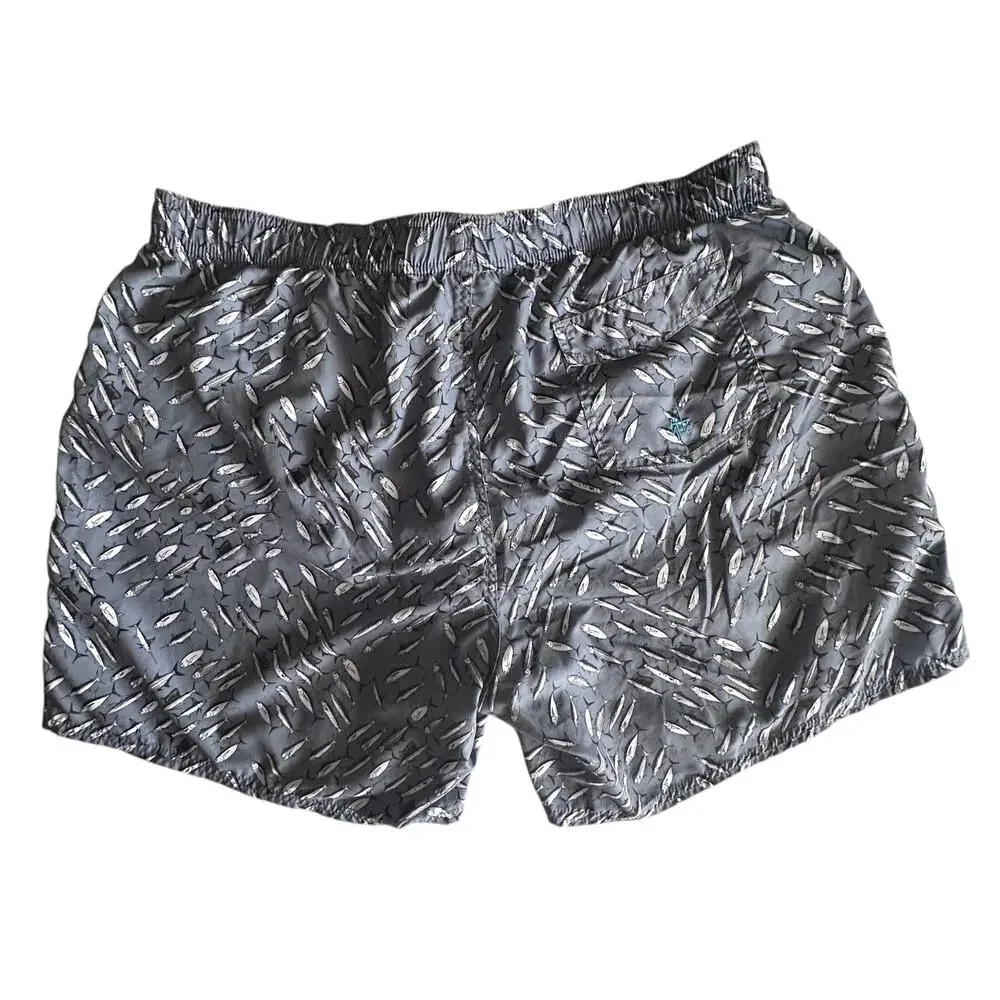 Guy Harvey Swim Trunks Mens XXL Gray Fish Print Beach Swimming Board Shorts